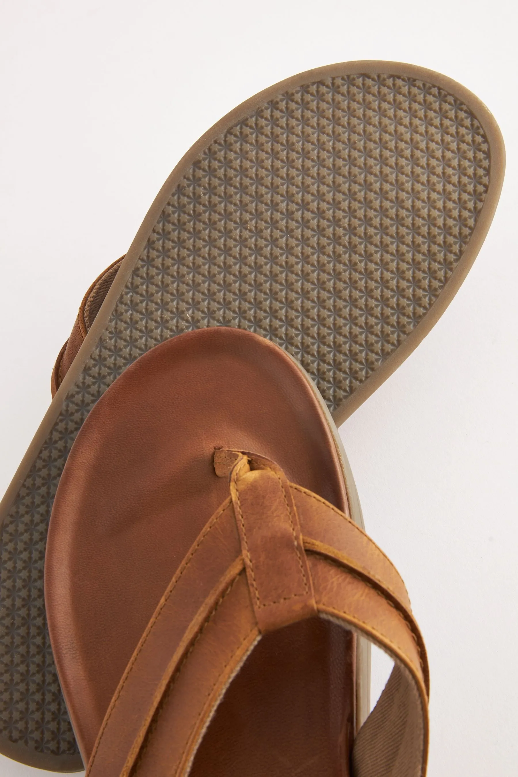 Marrone chiaro   - Sandali infradito in pelle